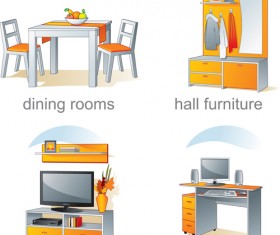 Set of Kitchen Furniture design elements vector 05