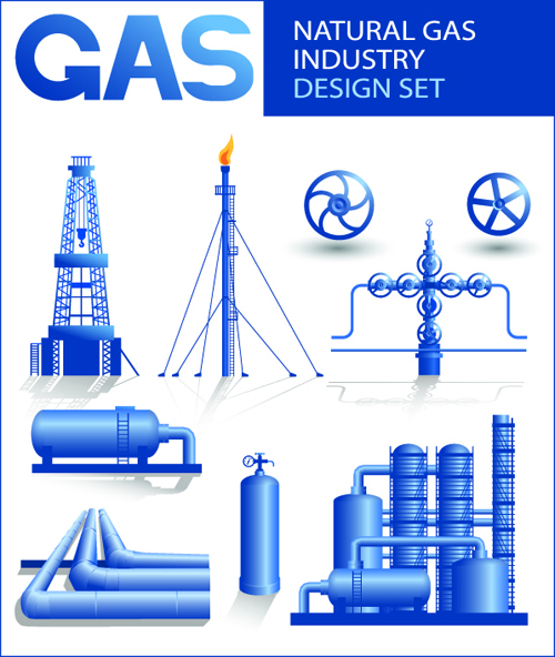Set of Gas and oil design elements vector 02
