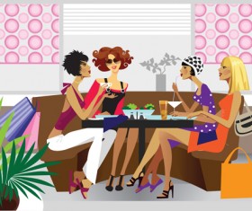 Stylish Girls vector material set 04