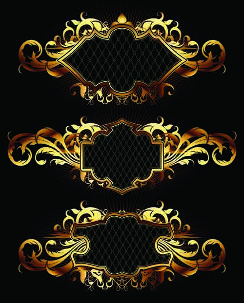 luxurious Gold design elements vector labels 01