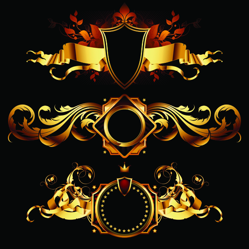 luxurious Gold design elements vector labels 03