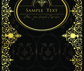 Gold lace frame vector set 01