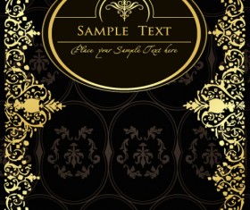 Gold lace frame vector set 03