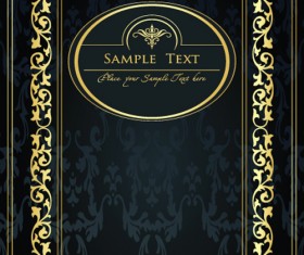Gold lace frame vector set 04