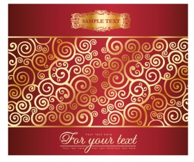 Golden Swirls floral pattern background design vector 01