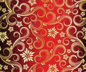 Golden Swirls floral pattern background design vector 02