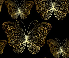 Hand drawn golden Butterfly vector