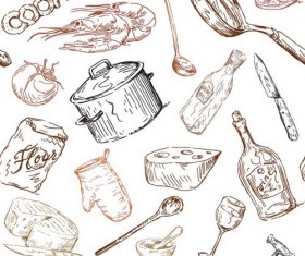 Hand drawn Illustrations Food elements vector 03