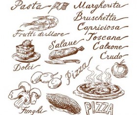 Hand drawn Illustrations Food elements vector 05