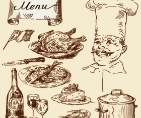 Hand drawn vintage food Illustrations vector 01