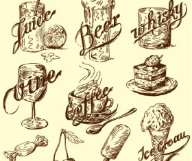 Hand drawn vintage food Illustrations vector 03