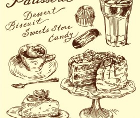 Hand drawn vintage food Illustrations vector 04