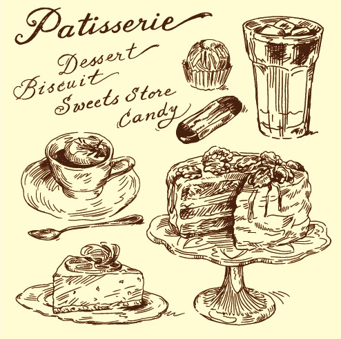Hand drawn vintage food Illustrations vector 04
