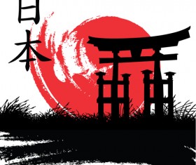 Japan style elements vector graphics 01