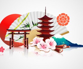 Japan style elements vector graphics 02