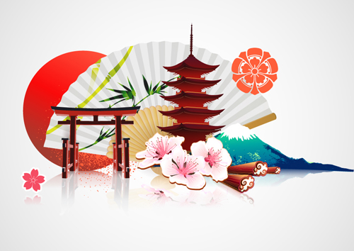 Japan style elements vector graphics 02