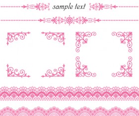 Set of Lace ornament mix vector 03