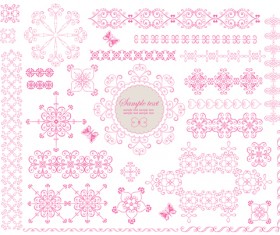 Set of Lace ornament mix vector 05