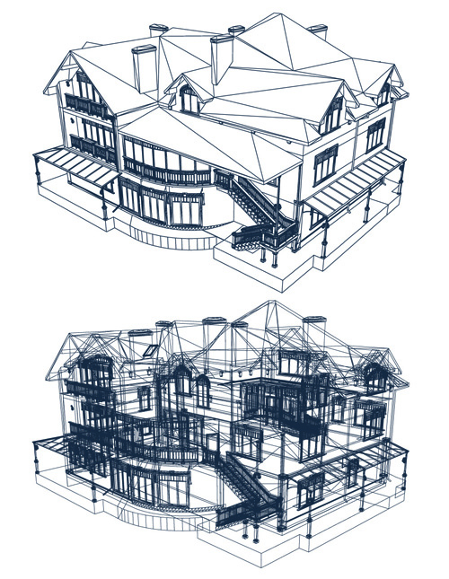 Set Layout of the building design vector graphics 04