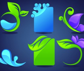 Crystal texture Leaf logo vector 01