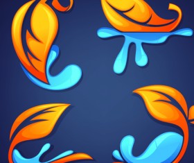 Crystal texture Leaf logo vector 03