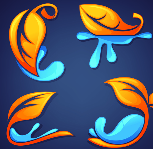 Crystal texture Leaf logo vector 03