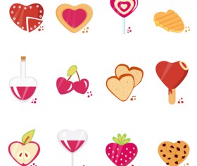 Set of Love theme icon mix vector 01