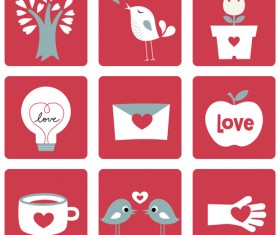 Set of Love theme icon mix vector 03