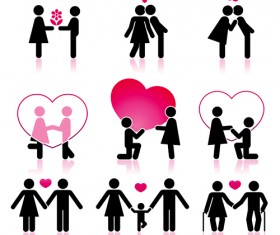 Set of Love theme icon mix vector 04
