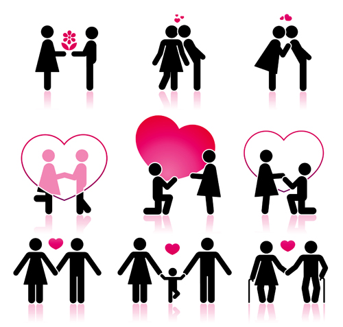 Download Set of Love theme icon mix vector 04 free download
