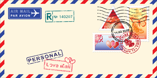 Vector Mail envelope elements set 04