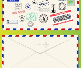 Vector Mail envelope elements set 05