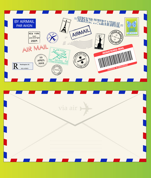 Vector Mail envelope elements set 05
