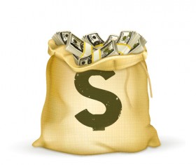 Sack with Money design vector graphics set 01