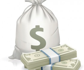 Sack with Money design vector graphics set 02