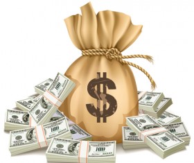Sack with Money design vector graphics set 03