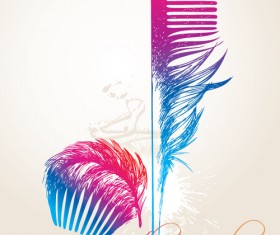 Set of Objects feathers design vector 02