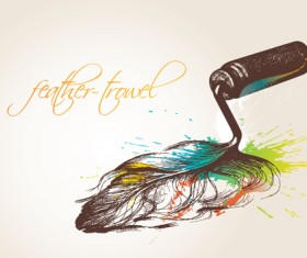 Set of Objects feathers design vector 03