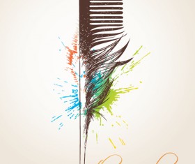Set of Objects feathers design vector 04