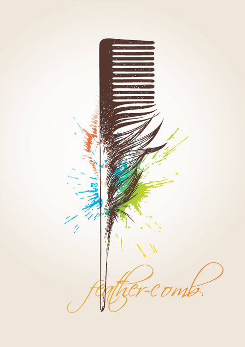 Set of Objects feathers design vector 04