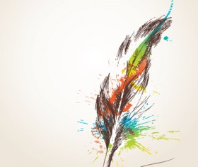 Set of Objects feathers design vector 05