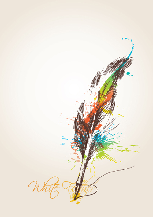 Set of Objects feathers design vector 05