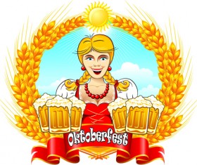 Set of Oktoberfest Girl Vector graphic 02