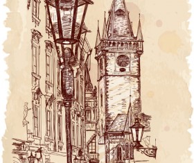 Set of Old Town Prague elements vector graphics 01