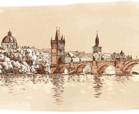 Set of Old Town Prague elements vector graphics 03