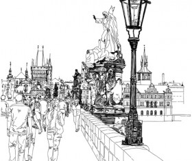 Set of Old Town Prague elements vector graphics 05