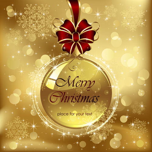 Ornate Golden Christmas cards vector graphics 02