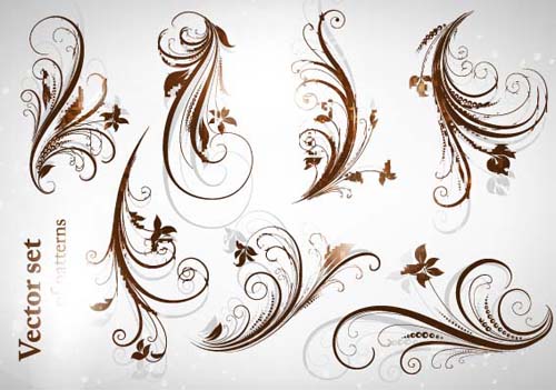 Different Patterns of floral design vector 03