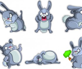 Cute Rabbits vector elements 03