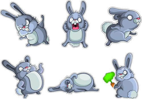 Cute Rabbits vector elements 03